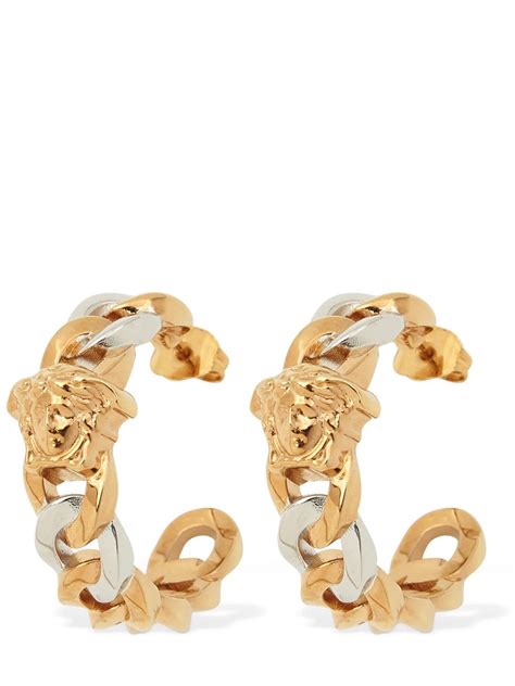 versace chained medusa earrings